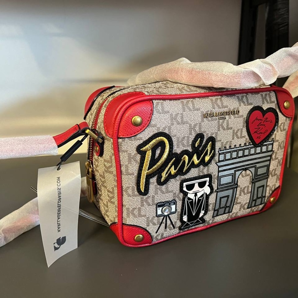 Karl Lagerfeld Paris Themed Crossbody Bag - Red and Cream